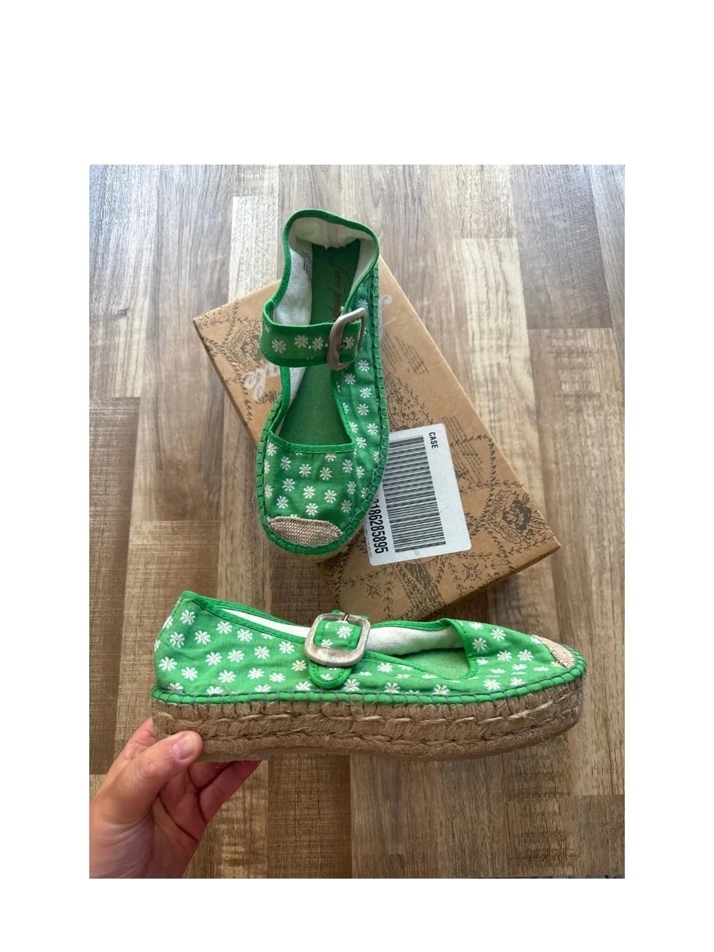 Free People Green Polka Dot Espadrille Mary Jane Flats - Picture 4 of 6